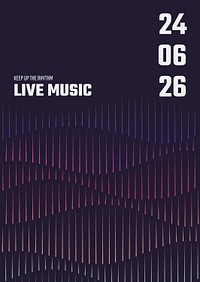 Music concert poster template psd with sound wave graphics for advertisement