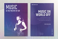 Music concert poster template psd with sound wave graphics for advertisement collection