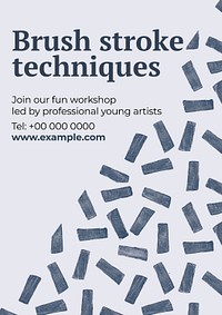 Art workshop poster template psd with blue block print theme