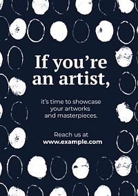 Art showcase poster template psd with paint stamp pattern