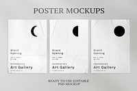 Posters mockup psd on a concrete wall