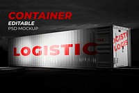 Container mockup psd on cargo truck