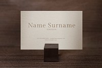 Name card mockup psd on wooden background