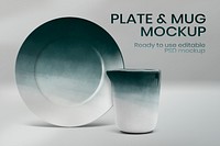 Mug and mug mockup psd set in minimal style