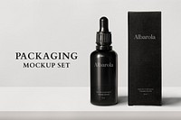 Packaging mockup psd with dropper bottle and box