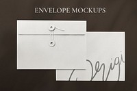 Envelopes mockup psd on brown background