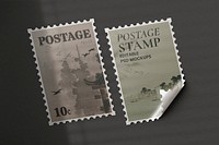 Vintage postage stamps psd mockup