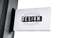 Signboard mockup psd on a wall