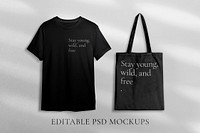 Apparel mockup psd with t shirt and tote bag