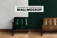 Wall mockup psd with sofa in living room