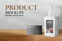 Soap pump mockup psd and business card