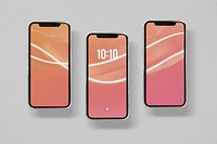 Three smartphone mockup screens psd