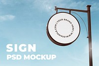 Round classic sign post mockup psd