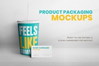 Fast food beverage psd cup mockup and card