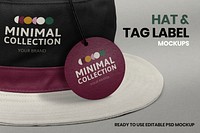 Canvas hat with label mockup psd