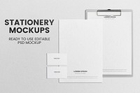 Paper stationery mockup psd with name card