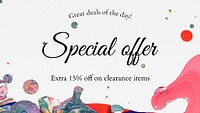 Marble art sale template vector special offer for fashion blog banner