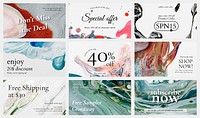 Marble swirl sale template psd for fashion blog banner set