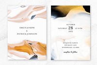 Marble wedding invitation template psd in aesthetic style