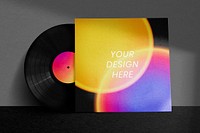 Vinyl record psd mockup with aesthetic led light