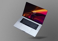 Laptop psd mockup with gradient led light