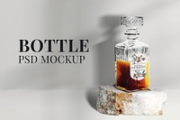 Crystal whiskey bottle mockup psd alcohol drinks packaging
