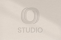 Studio business logo psd template in debossed paper texture