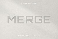 Debossed text effect psd editable template on paper texture background