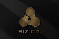 Biz co logo psd template in metallic text effect