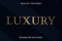 Gold foil text effect psd editable template