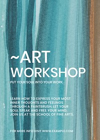 Art workshop watercolor template vector aesthetic ad poster