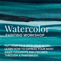 Art workshop watercolor template vector aesthetic social media ad