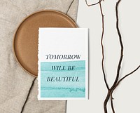 Ombre watercolor poster mockup psd on a ceramic plate