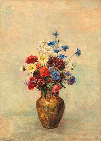 Flowers in a Vase (1910) by <a href="https://www.rawpixel.com/search/Odilon%20Redon?sort=curated&amp;page=1">Odilon Redon</a>. Original from the National Gallery of Art. Digitally enhanced by rawpixel.