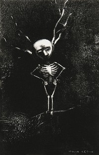 In the Maze of Branches the Pale Figure Appeared (1887) by <a href="https://www.rawpixel.com/search/Odilon%20Redon?sort=curated&amp;page=1">Odilon Redon</a>. Original from the Yale University Art Gallery. Digitally enhanced by rawpixel.