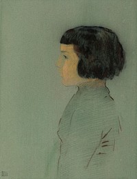 Young Woman in Profile (1910) by <a href="https://www.rawpixel.com/search/Odilon%20Redon?sort=curated&amp;page=1">Odilon Redon</a>. Original from the National Gallery of Art. Digitally enhanced by rawpixel.