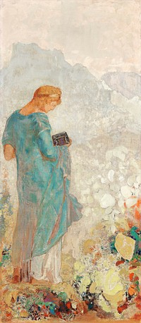 Pandora (1910&mdash;1912) by <a href="https://www.rawpixel.com/search/Odilon%20Redon?sort=curated&amp;page=1">Odilon Redon</a>. Original from the National Gallery of Art. Digitally enhanced by rawpixel.