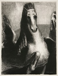The Wing (1893) by <a href="https://www.rawpixel.com/search/Odilon%20Redon?sort=curated&amp;page=1">Odilon Redon</a>. Original from the National Gallery of Art. Digitally enhanced by rawpixel.