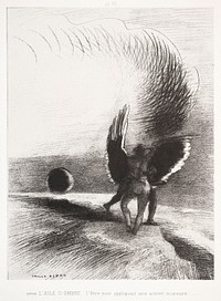 In the Shadow of the Wing, the Black Creature Bit (1891) by <a href="https://www.rawpixel.com/search/Odilon%20Redon?sort=curated&amp;page=1">Odilon Redon</a>. Original from The MET museum. Digitally enhanced by rawpixel.