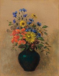 Wildflowers (1905) by <a href="https://www.rawpixel.com/search/Odilon%20Redon?sort=curated&amp;page=1">Odilon Redon</a>. Original from the National Gallery of Art. Digitally enhanced by rawpixel.
