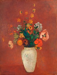 Bouquet in a Chinese Vase (1912&mdash;1914) by <a href="https://www.rawpixel.com/search/Odilon%20Redon?sort=curated&amp;page=1">Odilon Redon</a>. Original from The MET museum. Digitally enhanced by rawpixel.