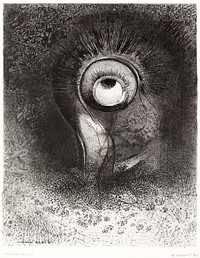There Was Perhaps a First Vision Attempted by the Flower (1883) by <a href="https://www.rawpixel.com/search/Odilon%20Redon?sort=curated&amp;page=1">Odilon Redon</a>. Original from the National Gallery of Art. Digitally enhanced by rawpixel.