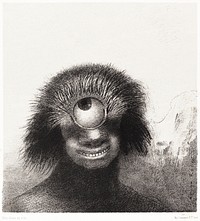 The Deformed Polyp Floated on the Shores, a Sort of Smiling and Hideous Cyclops by the Flower (1883) by Odilon Redon. Original from the National Gallery of Art. Digitally enhanced by rawpixel.