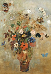 Still Life with Flowers (1905) by <a href="https://www.rawpixel.com/search/Odilon%20Redon?sort=curated&amp;page=1">Odilon Redon</a>. Original from the Art Institute of Chicago. Digitally enhanced by rawpixel.