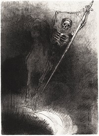 And His Name That Sat on Him Was Death (1899) by <a href="https://www.rawpixel.com/search/Odilon%20Redon?sort=curated&amp;page=1">Odilon Redon</a>. Original from the National Gallery of Art. Digitally enhanced by rawpixel.