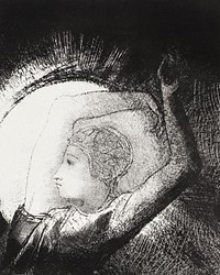 A Woman Clothed with a Sun (1899) by <a href="https://www.rawpixel.com/search/Odilon%20Redon?sort=curated&amp;page=1">Odilon Redon</a>. Original from the National Gallery of Art. Digitally enhanced by rawpixel.