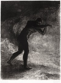 And Man Appeared, Questioning the Earth From Which He Emerged and Which Attracts Him, He Made His Way Toward Somber Brightness (1883) by <a href="https://www.rawpixel.com/search/Odilon%20Redon?sort=curated&amp;page=1">Odilon Redon</a>. Original from the National Gallery of Art. Digitally enhanced by rawpixel.