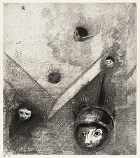 On Backdrop of Our Nights God with His Knowing Finger Traces a Multiform Implacable Nightmare (1890) by <a href="https://www.rawpixel.com/search/Odilon%20Redon?sort=curated&amp;page=1">Odilon Redon</a>. Original from the National Gallery of Art. Digitally enhanced by rawpixel.
