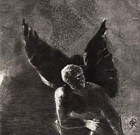 Glory and Praise To You, Satan, In the Heights of Heaven, Where You Reigned, and in the Depths of Hell, Where, Vanquished, You Dream In Silence (1890) by <a href="https://www.rawpixel.com/search/Odilon%20Redon?sort=curated&amp;page=1">Odilon Redon</a>. Original from the National Gallery of Art. Digitally enhanced by rawpixel.