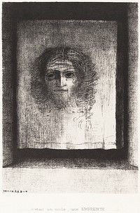 It Was a Veil, an Imprint (1891) by <a href="https://www.rawpixel.com/search/Odilon%20Redon?sort=curated&amp;page=1">Odilon Redon</a>. Original from the National Gallery of Art. Digitally enhanced by rawpixel.